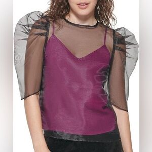 DKNY Puff Sleeve Camisole T-Shirt Black